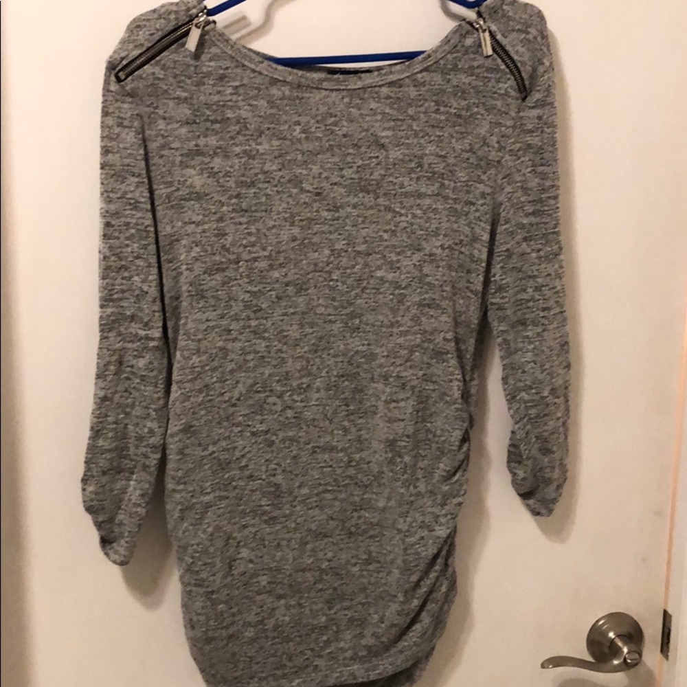 Gray maternity blouse with zippers